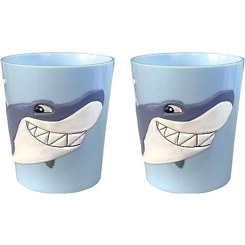 Lily's Home 3D Great White Shark Tumbler, Fun Novelty Reusable Toddler and Kids Cup, Bathroom Rinse Cup, BPA-Free Plastic, Ideal for Kids 3-6, Unbreakable and Shutterproof.(2, Shark) 10 Ounce
