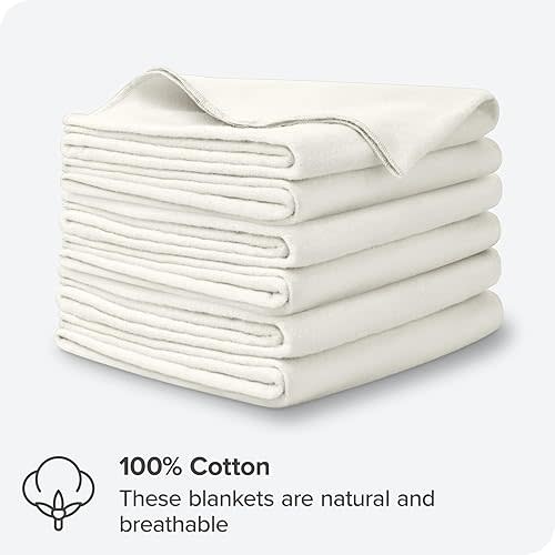 Bare Home, Flannel Receiving Blankets, Cream