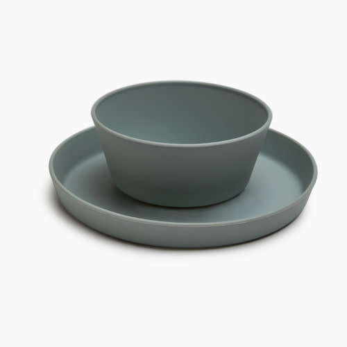 AEIOU Toddler Bowl & Plate Set - Sage