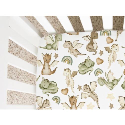 Dragon Crib Sheet, Dragon Nursery Decor, Green Dragon Crib Bedding, Mini Crib Sheet, New Mom Gift, Baby Shower Gift, Fairy Tale Nursery - Etsy
