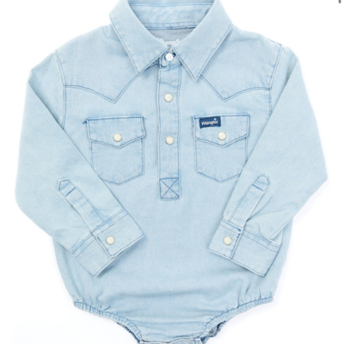 Wrangler Infant Boys' Long Sleeve Collared Onesie | Sheplers