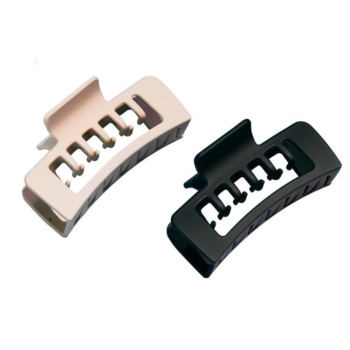 Gimme Beauty Double Claw Clip Duo - Creaseless Hair Clip Accessories for Thick, Thin & Curly Hair - Black & Tan