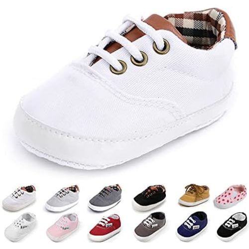Morbido Infant Baby Boys Girls Canvas Sneaker Toddler Slip On Anti Skid Newborn First Walkers Candy Shoes for 0-18 Months