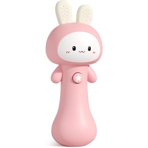 Bunny Baby Rattle Toy with Light & Sound – Interactive Teething & Sensory Toy – Ideal Easter Basket Stuffer for Baby 3-24 Months