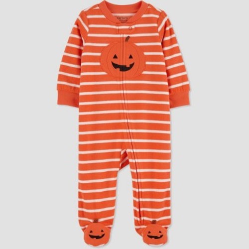 Carter's Just One You®️ Baby Pumpkin Striped Footed Pajama - Orange, Size: Newborn