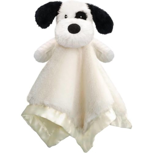 Puppy Baby Security Blanket for Toddler Infant Newborn Boys and Girls Soft Lovey Plush Fabric and Satin Backing, Black 13.5 Inch