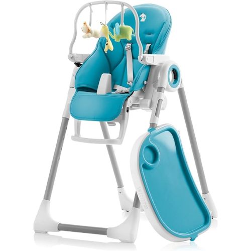 Baby High Chair Adjustable to 7 Different Heights - Foldable High Chairs for Babies and Toddlers - Silla para Comer de Bebe - Blue
