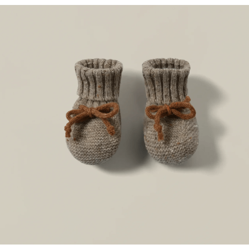 Oatmeal Wool Booties with Pecan Ties | Organic Zoo