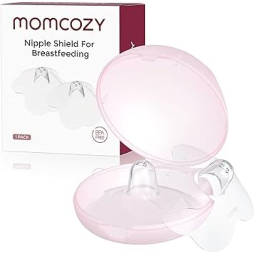 Momcozy Silicone Nipple Shields for Breastfeeding, Flower Shape Petal Design, Ultra Thin & Soft for Flat or Inverted Nipples, Flexible Nursing Shield, BPA/BPS Free (1 Pair, 17mm)