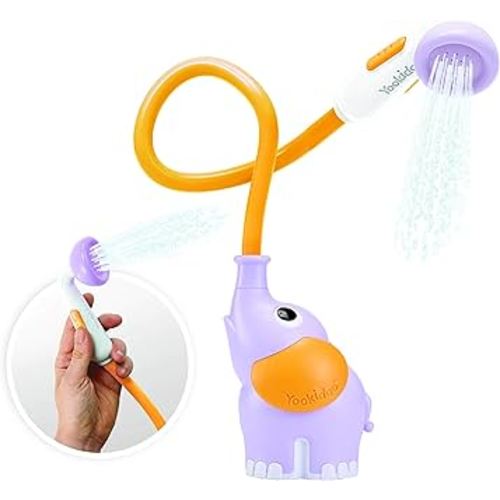 Yookidoo Baby Bath Shower Head - Elephant Water Pump and Trunk Spout - for Newborn Babies in Tub Or Sink