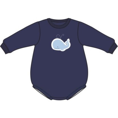 French Terry Sweatshirt Bubble With Chenille Patch, Bubbly Whale Blue - Angel Dear | Maisonette