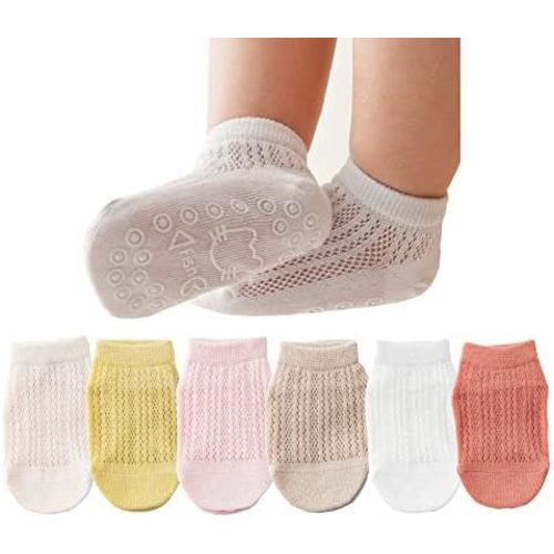 CHUNG Baby Girls Newborn Infant Lace Ruffles Cotton Frilly Socks Cute Mesh Thin Anti-Skid Floor Socks