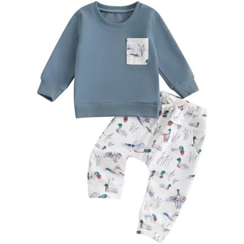 Mallard Duck Long Sleeve Sweatshirt Top & Pants Set 0-6M