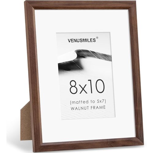 8x10 Picture Frame Natural Solid Walnut Photo Frames with 5x7 Removable Mat Wall Hanging Large Handcrafted Frame with HD Plexiglass Wall and Tabletop Display Large Poster Frame