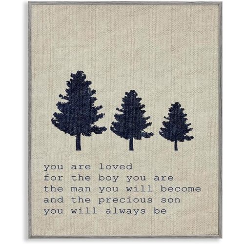 Stupell Industries You are Loved Son Trees Grey Framed Wall Art, 11x14, Design by Artist Daphne Poselli