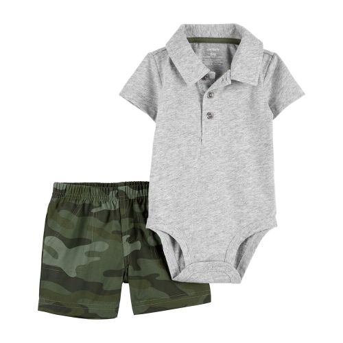 Baby 2-Piece Polo Bodysuit & Camo Short Set Size 3M