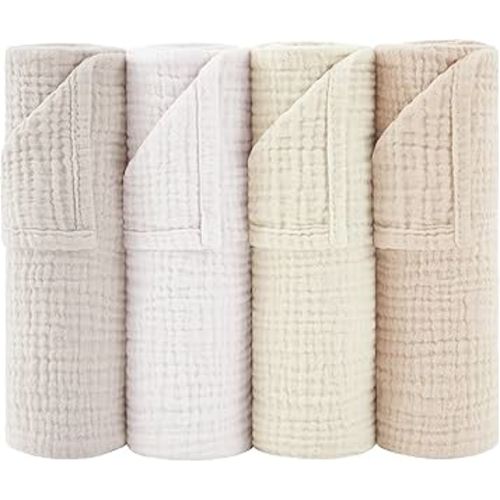 Susurration 4,7 Pack Cotton Newborn Bath Towels 24''X24'' Ultra Soft Absorbent Baby Muslin Washcloths Burp Cloths Skin-Friendly Swaddling Blankets for Infant