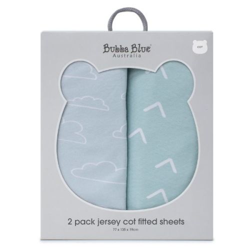 Bubba Blue Nordic Jersey Cot Fitted Sheets Dusty Sky/Mint 2pk – Baby Kingdom
