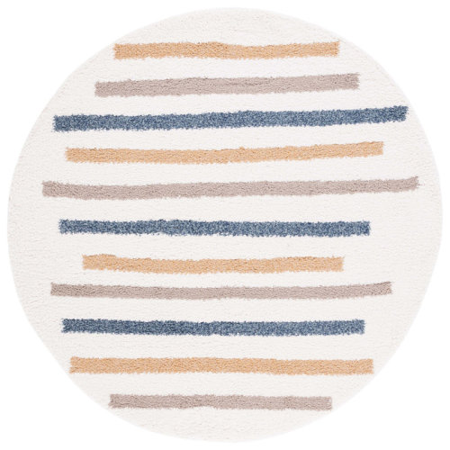 Ebern Designs Calico Shag Performance Striped Rug & Reviews | Wayfair