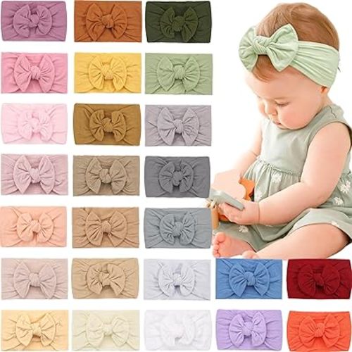 kangaroo 25 Colors Baby Girl Headbands 4 inches Hair Bows Super Soft High Stretchy Hair Turban Head Wraps Headbands for Infant Newborn Toddlers Girls and Kids