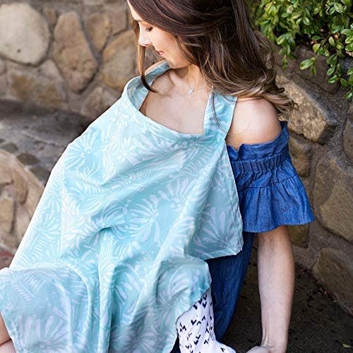 Bebe au Lait Premium Cotton Nursing Cover, Lightweight and Breathable Cotton, Open Neckline, One Size Fits All - Acapulco