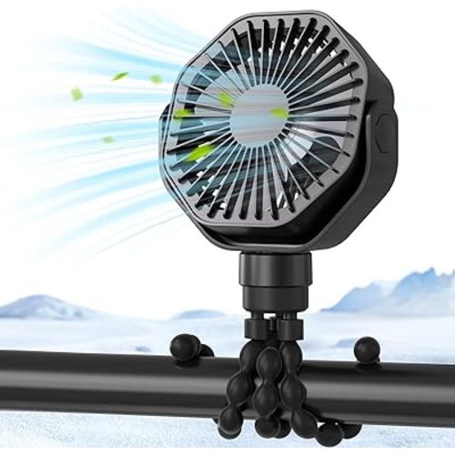 Portable Stroller Fan With Flexible Tripod, 3 Speeds, 360 Rotate Battery Operated Clip On Fans for Car Seat Crib Stroller