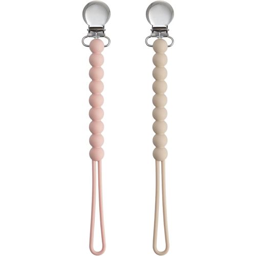 Silicone Pacifier Clip for Baby Girls, Paci Binky Holder 2 Pack