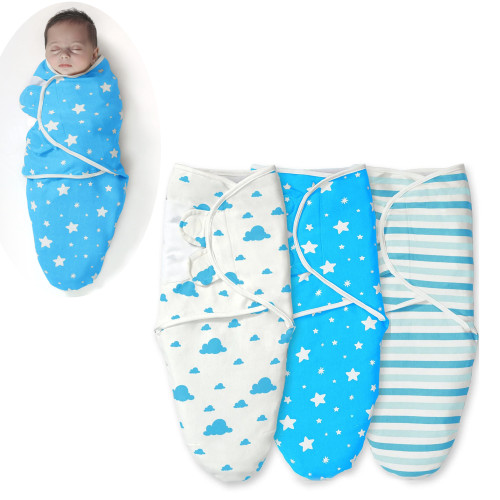 IR Imperial Rooms Newborn Baby Swaddle Wrap Sleepsack Blanket for 0-3 Months Blue Unisex 3 Piece