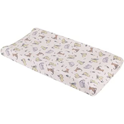Disney Classic Pooh Naturally Friends Ivory and Taupe Piglet, Eeyore, and Tigger Contoured Changing Pad Cover