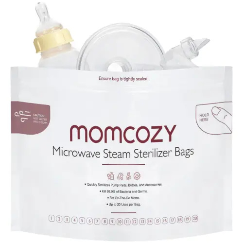 Momcozy Microwave Steam Sterilizer Bags, 8 Count Travel Sterilizer Bags