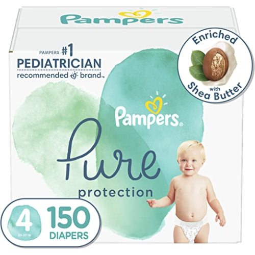 Diapers Size 4, 150 Count - Pampers Pure Protection Disposable Baby Diapers, Hypoallergenic and Unscented Protection (Packaging & Prints May Vary)