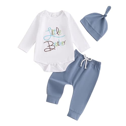 Ayalinggo Baby Boys 3Pcs Fall Outfits Long Sleeve Letter Print Romper + Pants + Hat Set Newborn Clothes