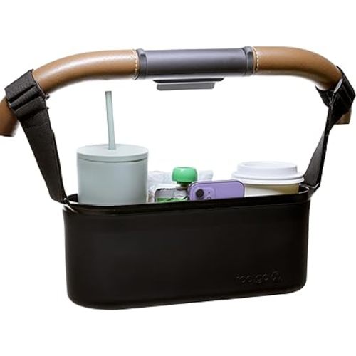 Universal Silicone Stroller Organizer by roo go | Waterproof, Durable, Easy-to-Clean Caddy with Secure Cup Holders | 100% BPA-Free, Eco-Friendly, Anti-Slip Straps fit Uppababy, Nuna, Doona & More