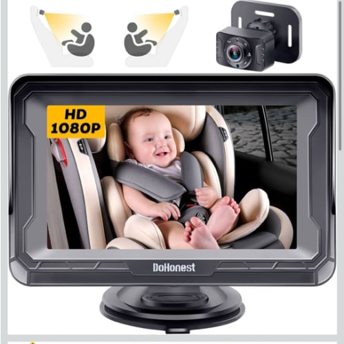 DoHonest Baby Car Camera HD 1080P - Rear-Facing Car Baby Monitor with Night Vision, Adjustable View Angle, Easy Setup, Anti-Glare Display, Safety for Kids & Infants