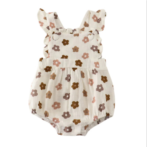 Khaki Muslin Floral Bubble – Little Josie's