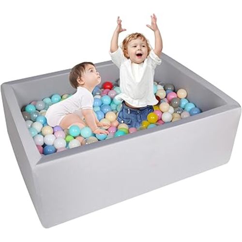 Foam Ball Pit for Children Toddlers, 40 Inch Rectangle Kids Ball Pool, Soft Ball Pit, Ideal Gift for Children Indoor Outdoor Game (Balls NOT Included) - Light Grey