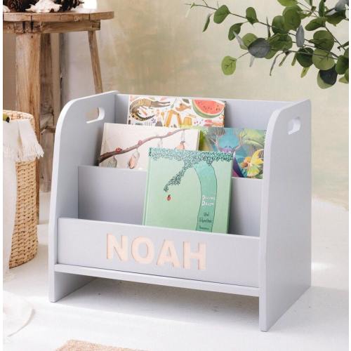 Small montessori bookshelf box, wood toddler modern shelf