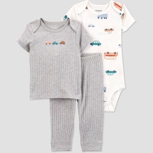 Carter's Just One You®️ Baby Boys' Vehicles Printed Top & Bottom Set - Heather Gray 9m