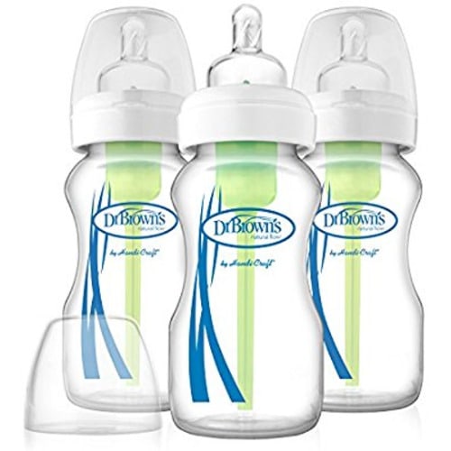 Dr. Brown's Options 3 Piece Wide Neck Glass Bottles, 9 Ounce