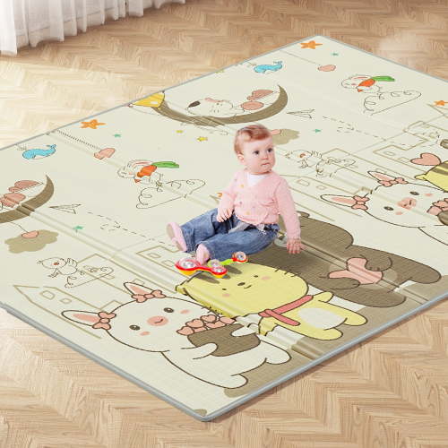Ainfox 79"X59" Foldable Baby Play Mat, Non-Toxic Reversible Foam Playmat, Portable Waterproof Anti-Slip Activity Pad with Travel Bag for Babies, Toddlers, Infants, 0.4" Thick