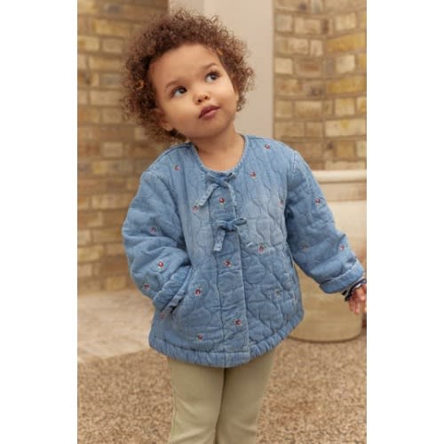 Kids' Rose Embroidered Quilted Denim Jacket, 12-18M