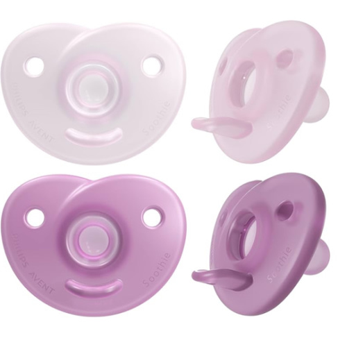 Philips AVENT Soothie Heart Pacifier, 0-3 Months, Pink/Light Pink, 4 Pack, SCF099/42