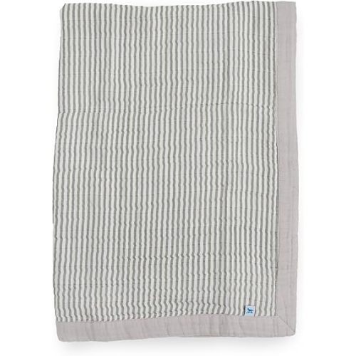 Little Unicorn Newborn Receiving Quilt | Ultra- Soft, Multi-Layered Muslin Fabric | Gift for Newborns & on-The-go (Grey Stripe)