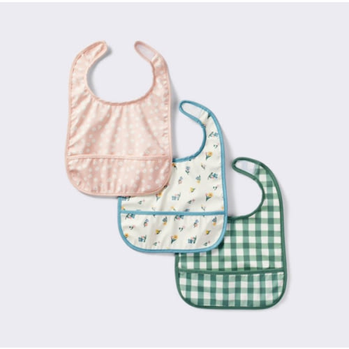 Water Resistant Bibs - 3pk - Floral/checkerboard - Cloud Island™