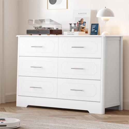 Wade Logan® Ausma 46.5"W 6 Drawer Double Dresser, Wood White Chest of Drawers & Reviews | Wayfair