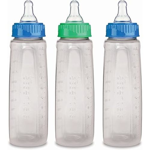 Gerber First Essential Clear View Plastic Nurser With Latex Nipple, BPA Free, Colors may vary, 3 Pack