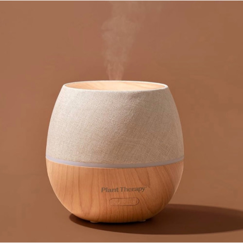 Plant Therapy Drift Linen Essential Oil Diffuser, Stylish Linen Cover Adds a Soft, Natural Touch to Any Space, Intermittent & Continuous Mist, Color-Changing Light Feature, 320 Square Feet Coverage