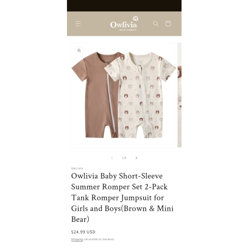 Owlivia Baby Short-Sleeve Summer Romper Set 2-Pack Tank Romper Jumpsui