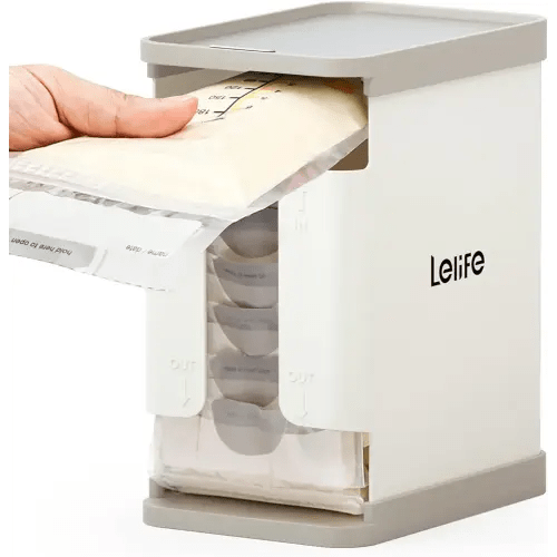 Freeze Organizer for Breast Milk Storage Bags, Container Storing First-in First-Out System with Tray for Freezing Breastmilk to Feed Baby (White)