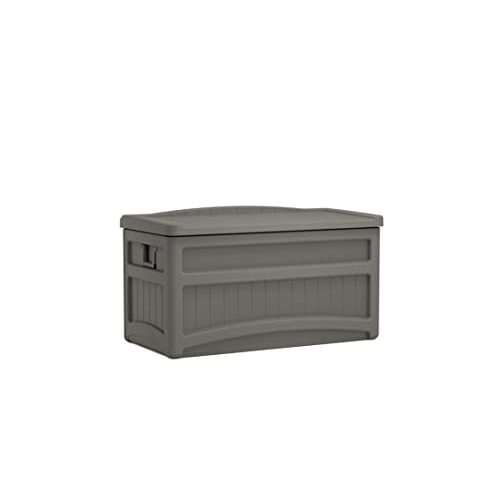Suncast 73 Gallon Indoor/Outdoor Medium Deck Storage Box, 46"L x 23.62"W x 25.5"H, Stoney